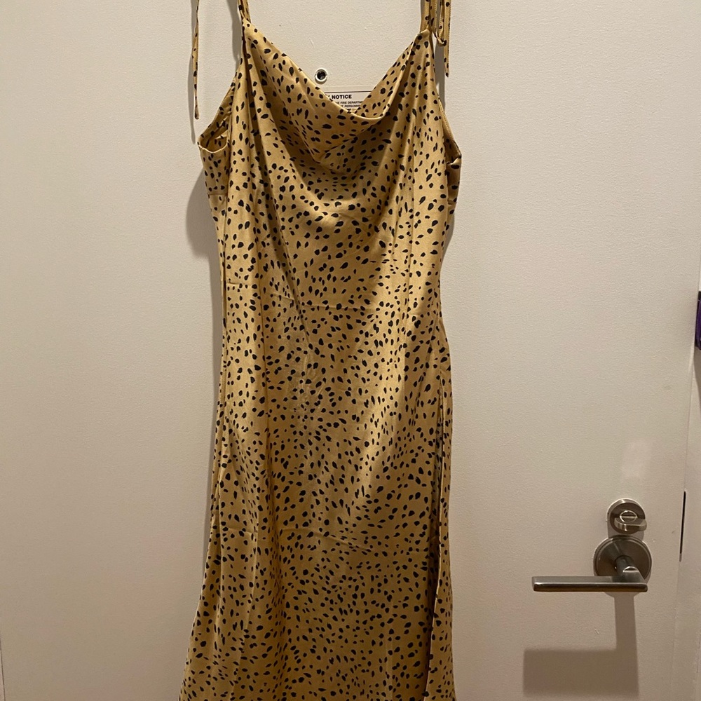 Cheetah cowl neck silk dress